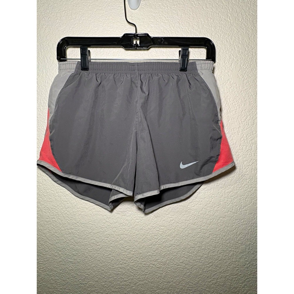 Nike Dri-FIT Women's Gray/Pink Colorblock Running Shorts w/ Liner, Drawstring